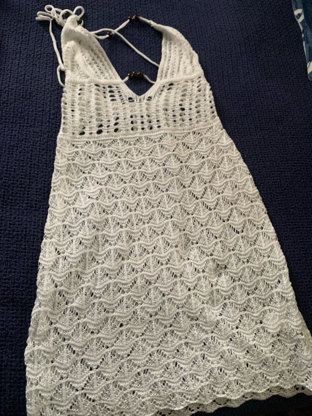 White Crochet Halter Beach Dress